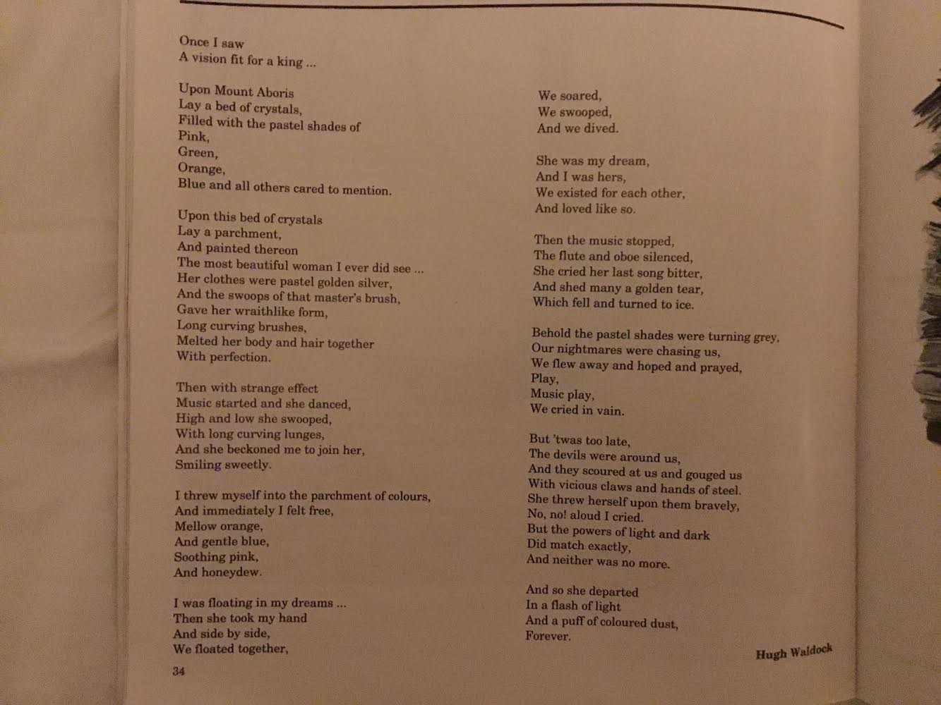 My Poem In the Ipswichian School Mag 1993 ed. Michael Hines